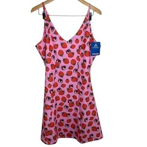 New Cakeworthy Pixar Pink Lotso Strawberry Fit Flare Mini Dress Women Size XL